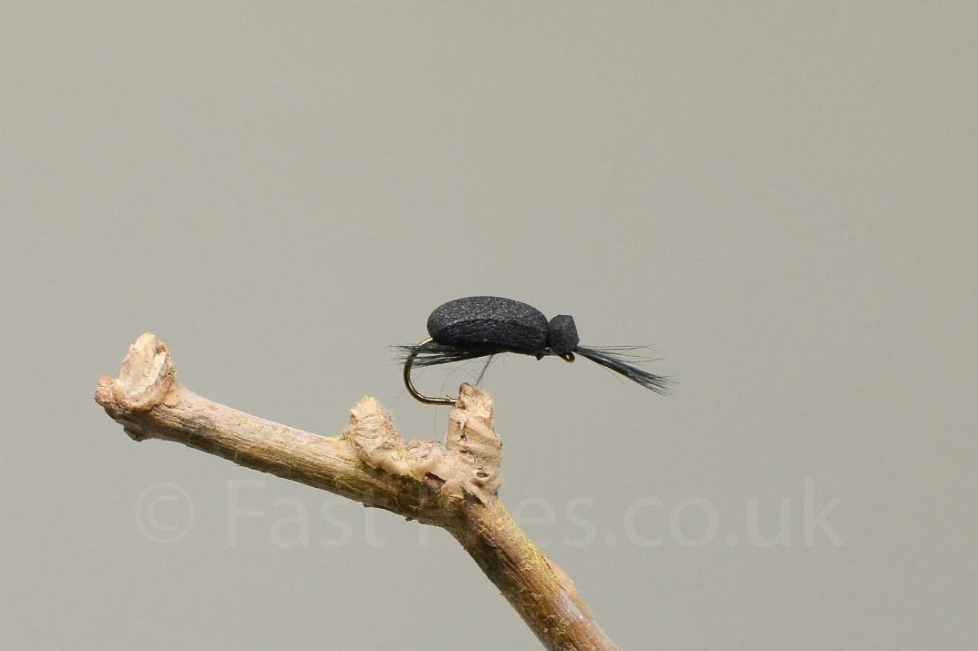 Black Foam Beetle X 3 (Barbed & Barbless)