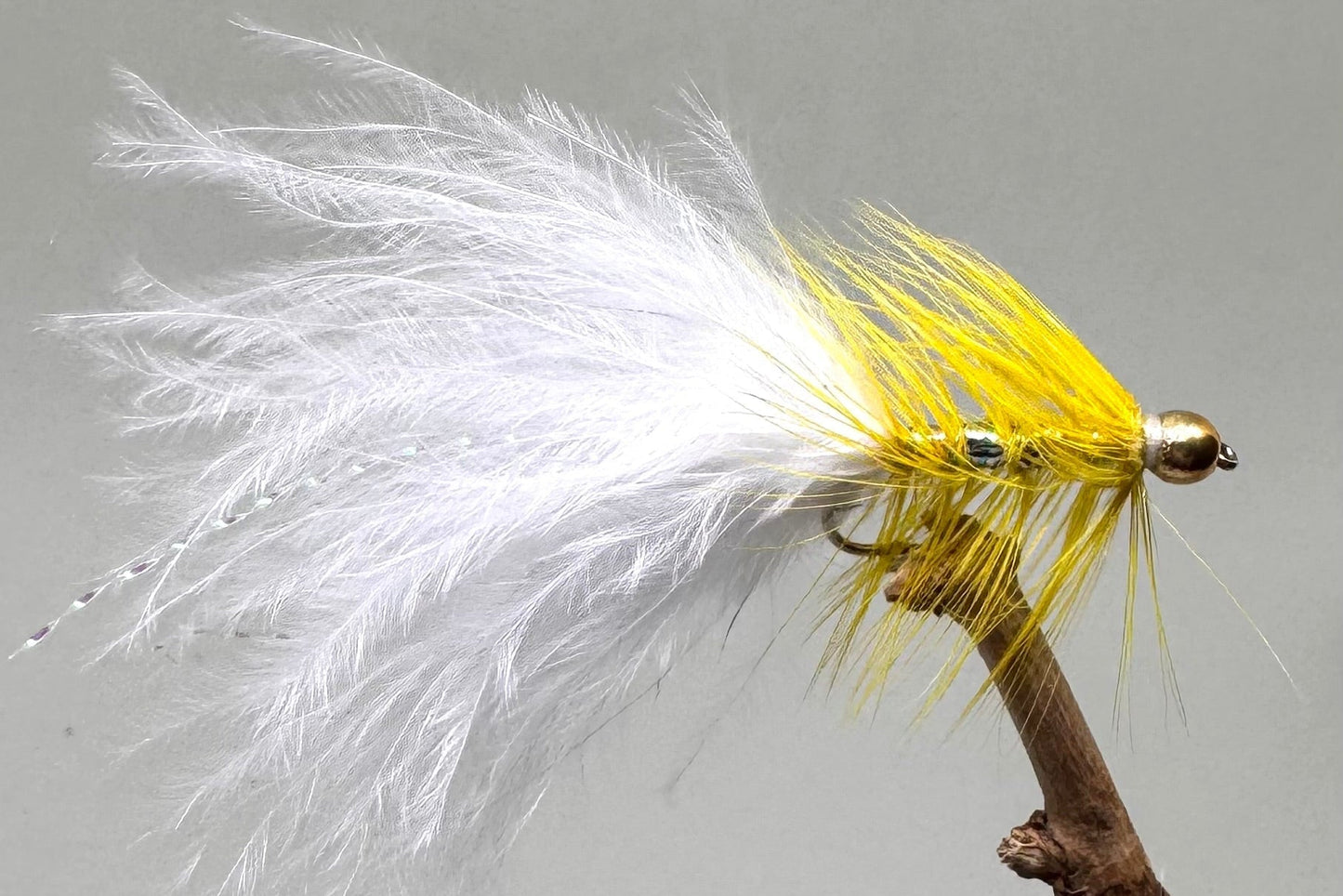 Gold Head Yellow Dancer White Tail X 3 (Barbed & Barbless)