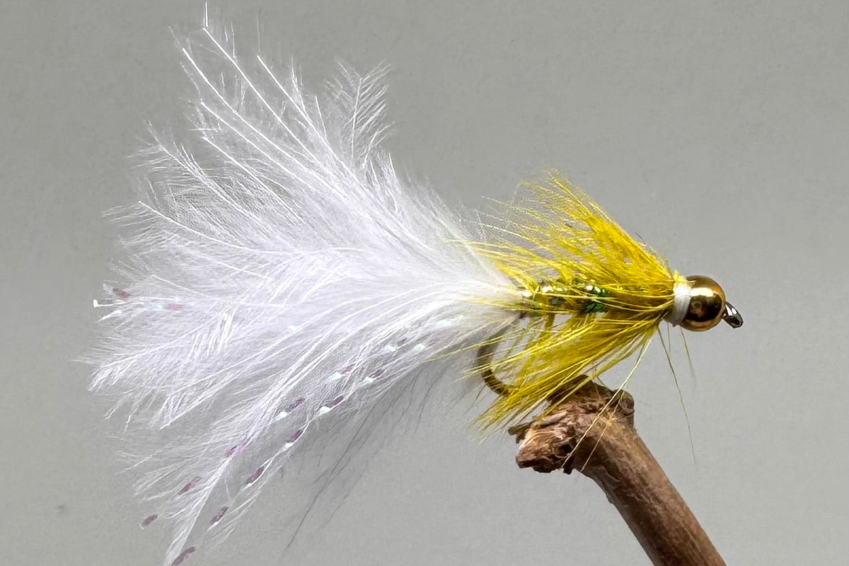 Gold Head Mini Yellow Dancer White Tail X 3 (Barbed & Barbless)