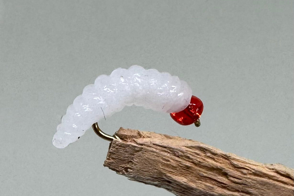 Red Head White Jelly Maggot X 3 (Barbed)
