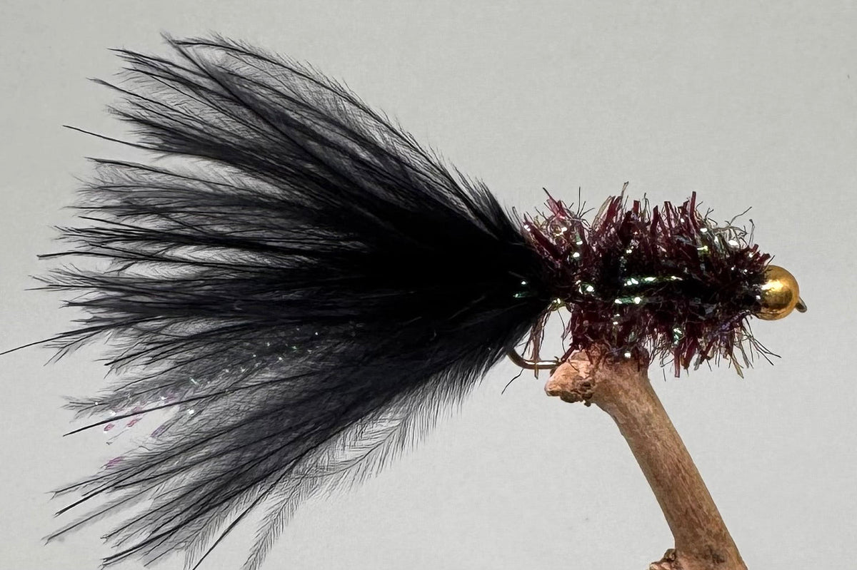 Gold Head Black Fritz Woolly Bugger X 3 (Barbed)