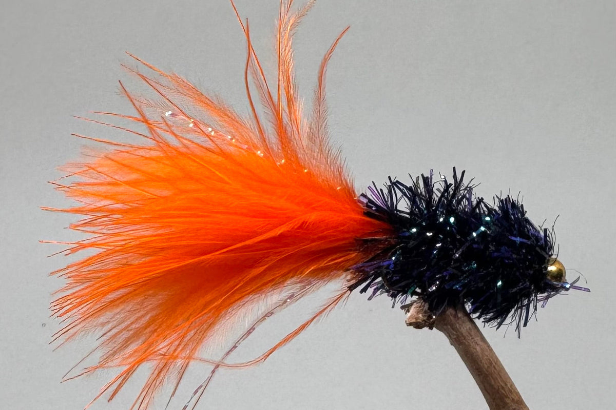 Gold Head Orange & Black Fritz Woolly Bugger X 3 (Barbed)