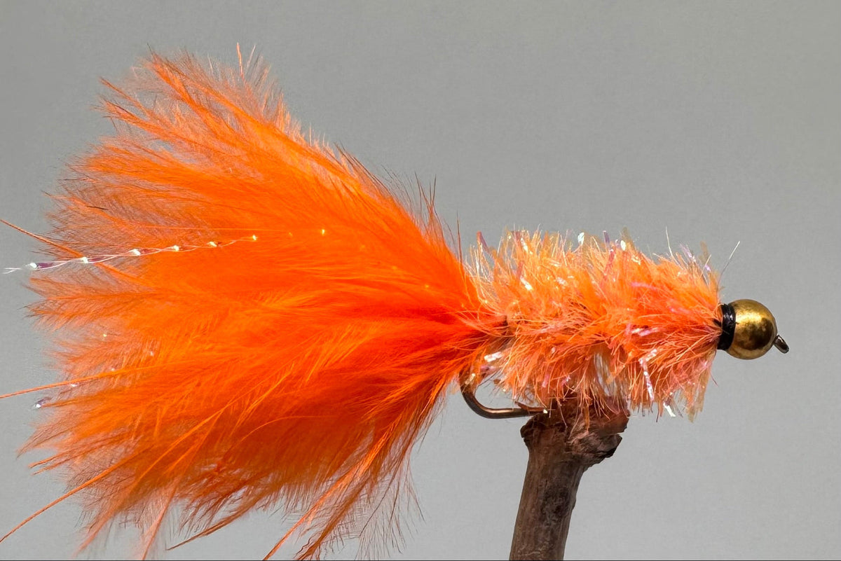 Gold Head Orange Fritz Woolly Bugger X 3 (Barbed)