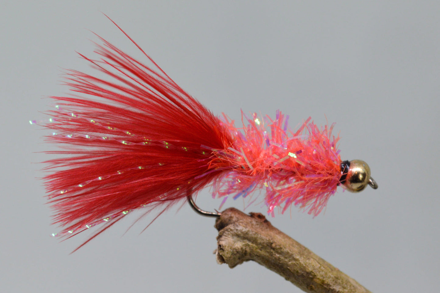 Gold Head Red Fritz Woolly Bugger X 3 (Barbed)