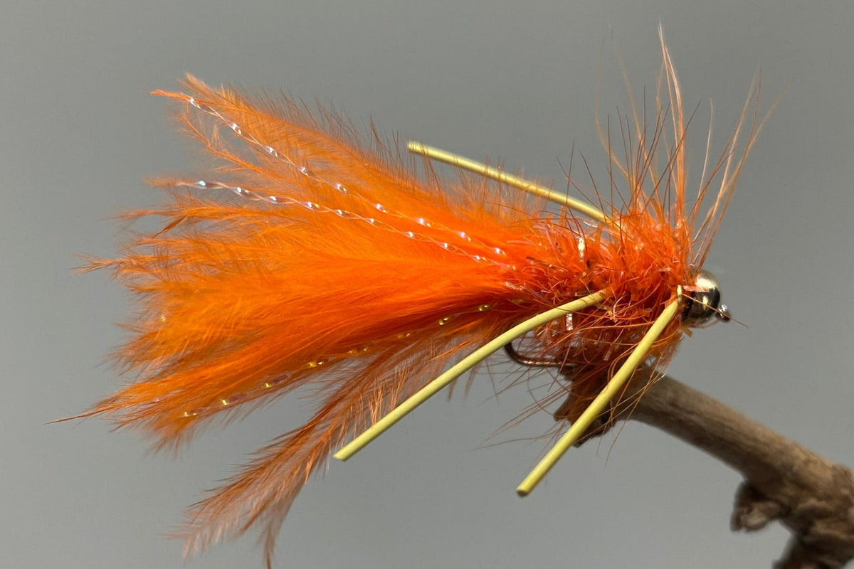 Gold Head Orange Fritz Damsel Legged X 3 (Barbed & Barbless)