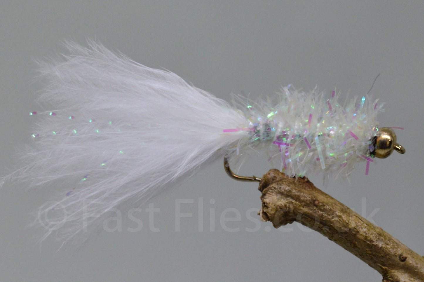 Gold Head White Fritz Woolly Bugger X 3 (Barbed)
