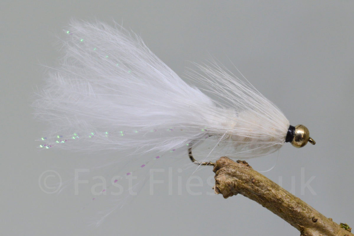 Gold Head White Woolly Bugger X 3 (Barbed)