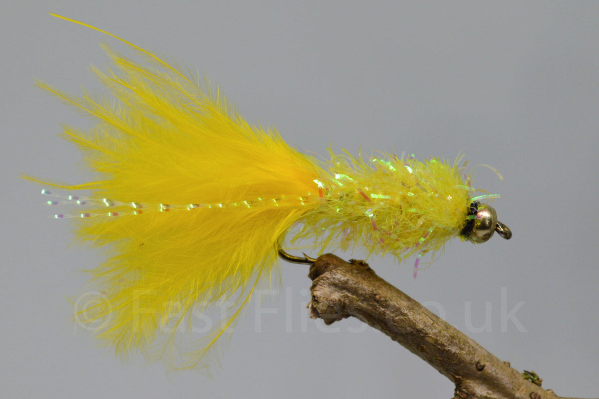 Gold Head Yellow Fritz Woolly Bugger X 3 (Barbed)