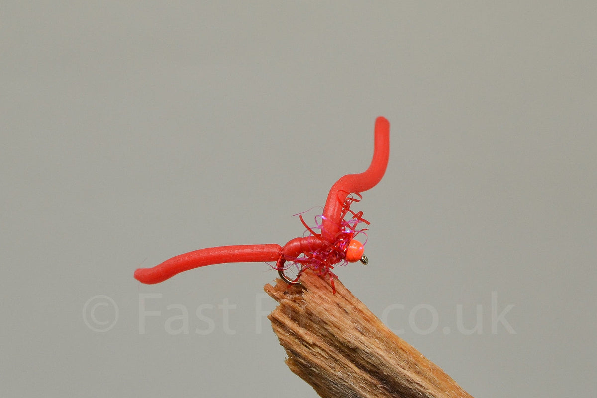 Red Squirmy Worm X 3 (Barbed Or Barbless)