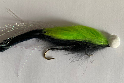  Black & Green Boobie Snake X 1 Double Or Single Hook (Barbed)