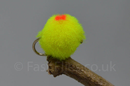  Chartreuse Flame Dot Eggs X 3 (Barbed & Barbless)